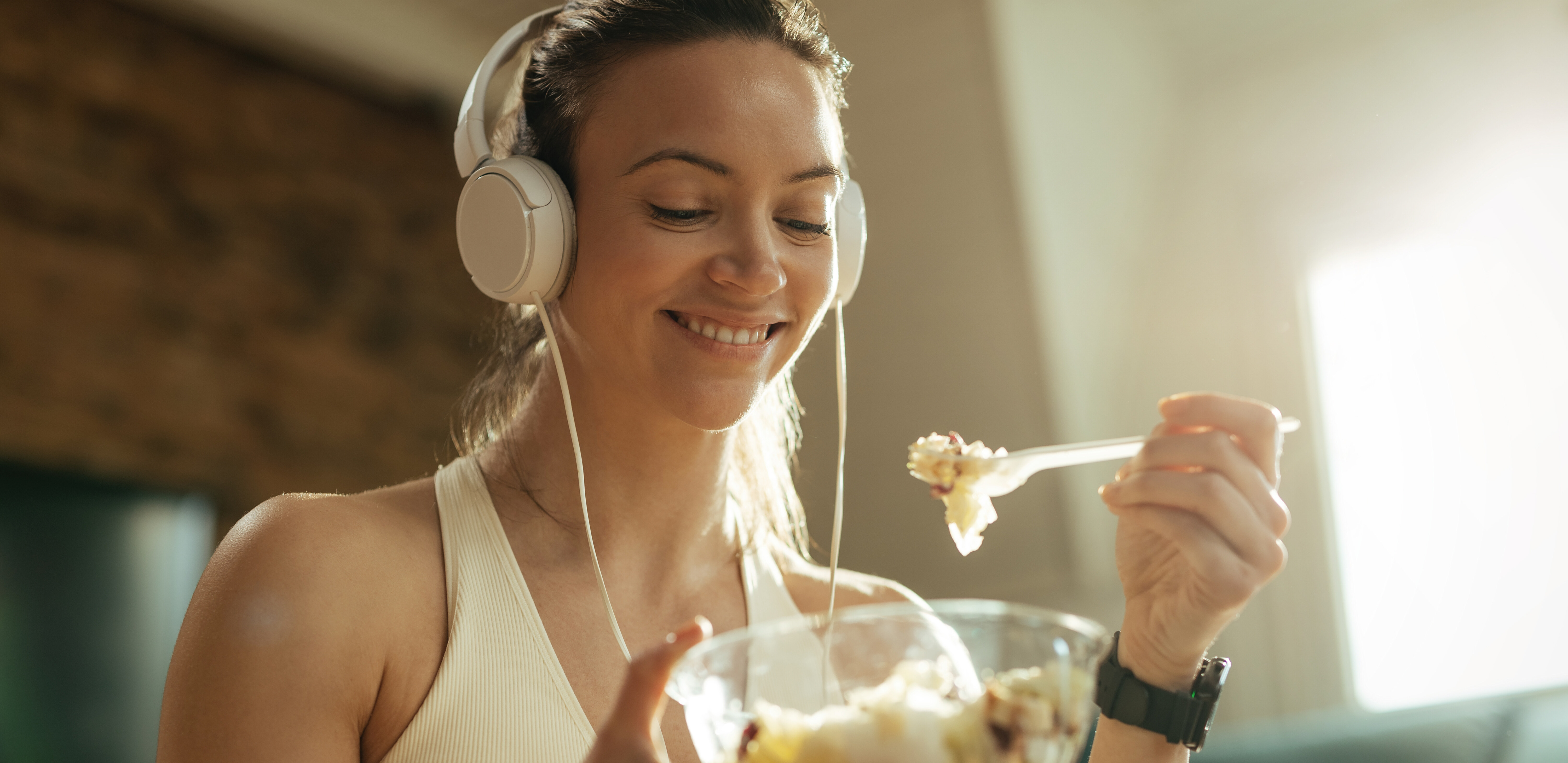 woman eating high protein