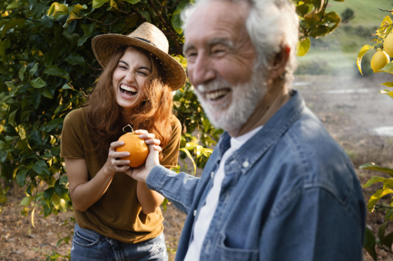 Citrus farmer and his daughter