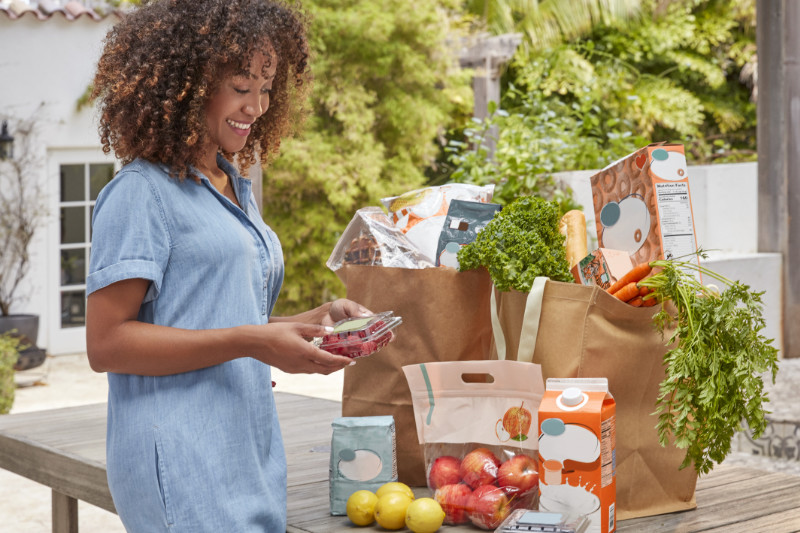 Woman with groceries