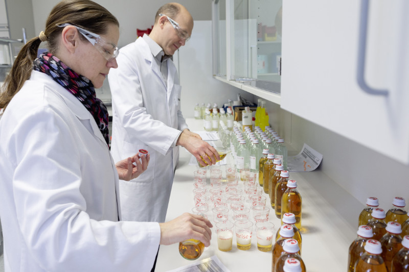 Symrise employees working at a lab