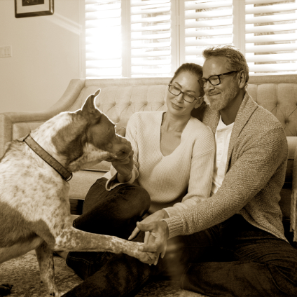 Couple with dog