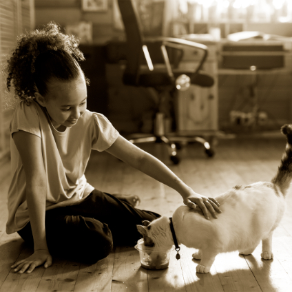 Girl with cat