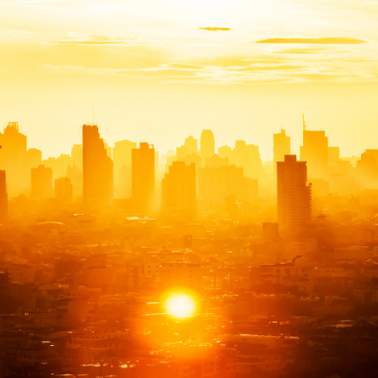 City skyline in the sun